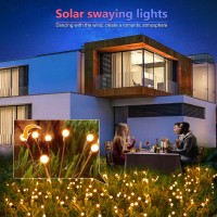 Brizled Solar Firefly Lights 4 Pack 8 Led Outdoor Swaying Lights Solar Garden Firefly Lights Waterproof Solar Powered Pathway