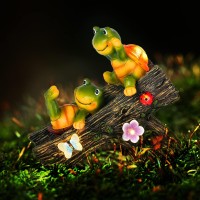 Wogoon Garden Turtle Figurines Outdoor Decorations, Solar Garden Statue Sweet Frog Face Turtles Decor With 4 Led Lights, Unique Garden Art Resin Statue Gifts For Patio Lawn Porch Yard