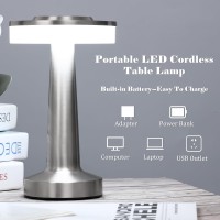 Riakrum 4 Pcs Led Portable Metal Table Lamp With Touch Sensor 3 Color Stepless Dimming Nightstand Desk Lamp Rechargeable Battery