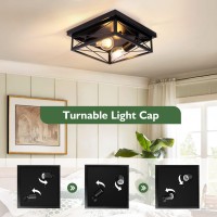 Oneleja 2 Packs Flush Mount Ceiling Light Fixture 2Lights Black Farmhouse Ceiling Light Overhead Hall Lights Ceiling Mount H