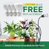 Sansi Led Grow Lights For Indoor Plants Lifetime Free Bulb Replacement 600W Full Spectrum 4Gooseneck Clip Plant Grow Light P