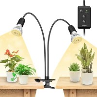 Sansi Led Grow Lights For Indoor Plants Lifetime Free Bulb Replacement 300W Full Spectrum Dual Gooseneck Clip Plant Grow Light