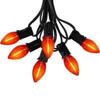 Sotopoo C7 Orange Led String Lights, 25Ft Orange Halloween Lights Indoor Outdoor Led Lights With 25 Led C7 Bulbs, Great As Halloween Decorations For Home Yard Camper Party Lights (2 Led Spare Bulbs)