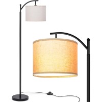 Joofo Floor Lamp, Modern Standing Floor Lamp With Fabric Linen Lamp Shade, 3 Color Temperatures Tall Arc Floor Lamps For Bedroom And Living Room,Dorm,Office, Mf18559.2, Black-Foot Switch