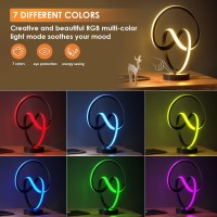 Airnasa Modern Table Lamps Touch Dimmable Spiral Led Table Lamp 7 Colors 10 Light Modes Small Bedside Lamp Modern Nightstand