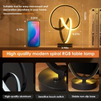 Airnasa Modern Table Lamps Touch Dimmable Spiral Led Table Lamp 7 Colors 10 Light Modes Small Bedside Lamp Modern Nightstand