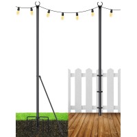 Lopanny String Light Poles - 9.8Ft Light Poles For Outside String Lights Hanging - Backyard, Garden, Patio, Deck Lighting Stand For Parties, Wedding, 2 Pack