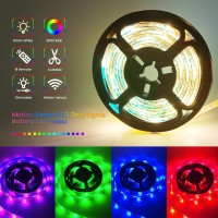 Motion Sensor Strip Lights Battery Operated 66Ft Color Changing Led Strip Light Dimmable With Remote4Modes Rgb Warm White