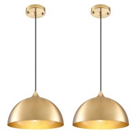 Sesiment Goldelectroplated Industrial Pendant Light 118Inches 2 Packs Mental Hanging Light Fixtures For Kitchen Island Dome Pe