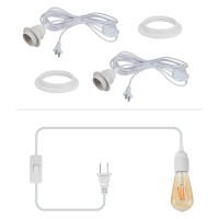 Huibona Plug In Hanging Light Cord E26E27 Extension Hanging Plug In Light Sockt 2Pack 15Ft Pendant Light Socket Kits White Fo