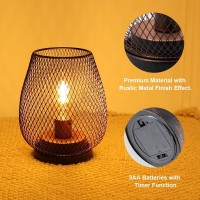 Needomo Battery Operated Lamp Led Table Lantern Set Of 4 Metal Cage Cordless Lamps With Led Bulb Vintage Decorative Outdoor Lan