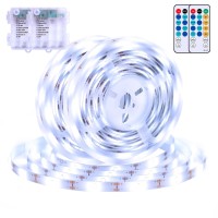 Echosari 2 Pcs 150 Led Strip Lights Battery Operated 164Ft Strip Lights Selfadhesive With Remote Timer Flexible Cuttable Lig