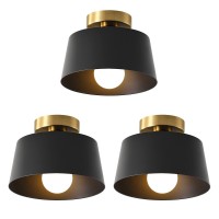 Lhlyclx Ceiling Light Fixture Hallway Ceiling Light With Gold Plate And Matte Black Shade Modern Simple Style Porch Light Fixt