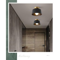 Lhlyclx Ceiling Light Fixture Hallway Ceiling Light With Gold Plate And Matte Black Shade Modern Simple Style Porch Light Fixt