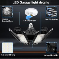 4 Pack Led Garage Light 240W 24000Lm 6500K Led Shop Lights Garage Lights Ceiling Led With 71 Deformable Panels E26E27 Bulb