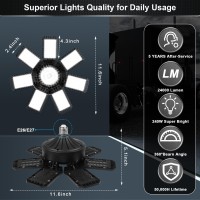 4 Pack Led Garage Light 240W 24000Lm 6500K Led Shop Lights Garage Lights Ceiling Led With 71 Deformable Panels E26E27 Bulb