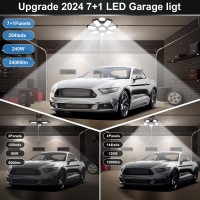 4 Pack Led Garage Light 240W 24000Lm 6500K Led Shop Lights Garage Lights Ceiling Led With 71 Deformable Panels E26E27 Bulb