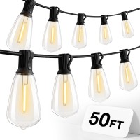 Addlon 50 Ft Outdoor String Lights,Waterproof Patio Lights Ul Listed With 15+1 Shatterproof Dimmable St38 Led Bulbs,2700K Connectable Outdoor Lighting For Backyard Bistro Garden