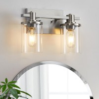 Dadul 2Light Bathroom Vanity Light Brushed Nickel Bathroom Lights Fixtures Over Mirror Vanity Lights Wall Mount With Clear Gl