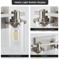 Dadul 2Light Bathroom Vanity Light Brushed Nickel Bathroom Lights Fixtures Over Mirror Vanity Lights Wall Mount With Clear Gl