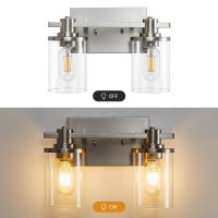 Dadul 2Light Bathroom Vanity Light Brushed Nickel Bathroom Lights Fixtures Over Mirror Vanity Lights Wall Mount With Clear Gl