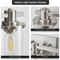 Dadul 3Light Bathroom Vanity Light Brushed Nickel Bathroom Lights Fixtures Over Mirror Vanity Lights Wall Mount With Clear Gl