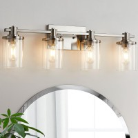 Dadul 4Light Bathroom Vanity Light Brushed Nickel Bathroom Lights Fixtures Over Mirror Vanity Lights Wall Mount With Clear Gl