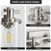 Dadul 4Light Bathroom Vanity Light Brushed Nickel Bathroom Lights Fixtures Over Mirror Vanity Lights Wall Mount With Clear Gl