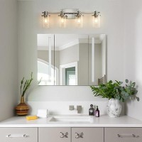 Dadul 4Light Bathroom Vanity Light Brushed Nickel Bathroom Lights Fixtures Over Mirror Vanity Lights Wall Mount With Clear Gl