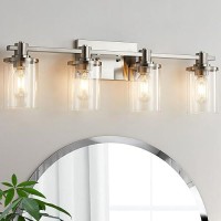 Dadul 4Light Bathroom Vanity Light Brushed Nickel Bathroom Lights Fixtures Over Mirror Vanity Lights Wall Mount With Clear Gl