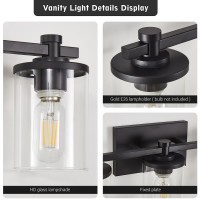 Dadul 5Lights Bathroom Light Fixtures With Clear Glass Shade E26 40W Matte Black Bathroom Vanity Light Fixtures Over Mirro