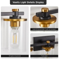 Dadul 5Lights Bathroom Light Fixtures Gold And Black Bathroom Vanity Light Over Mirror Black Bathroom Vanity Lighting With Cl