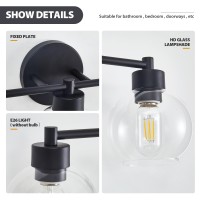 Bathroom Light Fixtures Matte Black Vanity Light 5 Light Bathroom Lights Over Mirror With Globe Glass Shade And Metal Base Va