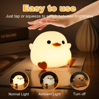 Daixinde Duck Night Light Cute Duck Light Rechargeable Dimmable Nightlight Silicone Led Bedside Lamp Nursery Nightlight With