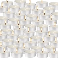 Unscented Tea Lights Candles White Smokeless Dripless 200 In Bulk 4 Hour Long Time Burning For Weddings Home Pool Shabbat