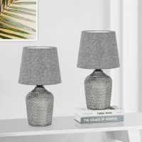 Sucolite Small Table Lamps Set Of 2 Bedside Nightstand Lamps For Bedroom Kids Room Cute Desk Lamps With Studded Texture Base F