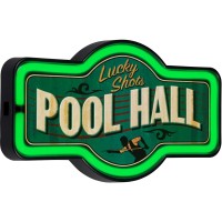 Lucky Shots Pool Hall Led Neon Sign Vintage Inspired Retro Wall Decor For The Man Cave Game Room Arcade Or Home Bar 17 X