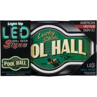 Lucky Shots Pool Hall Led Neon Sign Vintage Inspired Retro Wall Decor For The Man Cave Game Room Arcade Or Home Bar 17 X