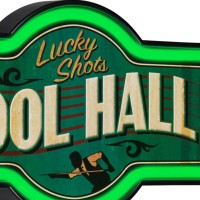 Lucky Shots Pool Hall Led Neon Sign Vintage Inspired Retro Wall Decor For The Man Cave Game Room Arcade Or Home Bar 17 X