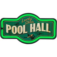 Lucky Shots Pool Hall Led Neon Sign Vintage Inspired Retro Wall Decor For The Man Cave Game Room Arcade Or Home Bar 17 X