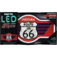 Route 66 Led Neon Sign Vintage Inspired Retro Wall Decor For The Man Cave Game Room Arcade Or Home Bar 17 X 95 X 2