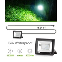 Lohas Flood Lights Outdoor 50W Dusk To Dawn Floodlight Ip66 Waterproof Plug In Floodlights 984Ft Cord 6000K Daylight Work