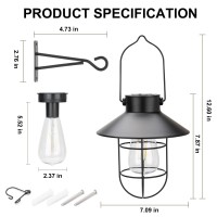 Pearlstar Solar Lanterns Outdoor Metal Solar Powered Hanging Lights Waterproof For Wall Barn Yard Garden Patio Garage Balcony Po