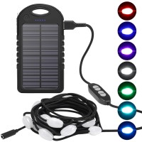 Anpro Solar Camping String Lights, 20.5Ft Outdoor Camping Lights With 12Leds, 7 Light Colors, Rechargeable String Lights With Adjustable Brightness And 5 Modes, Led Camping Light For Outdoor, Hiking