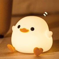 Crtivetoys Cute Duck Night Light For Kids Animal Silicone Nursery Rechargeable Table Lamp Bedside Lamp With Touch Sensor For Gir