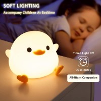 Crtivetoys Cute Duck Night Light For Kids Animal Silicone Nursery Rechargeable Table Lamp Bedside Lamp With Touch Sensor For Gir