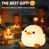 Crtivetoys Cute Duck Night Light For Kids Animal Silicone Nursery Rechargeable Table Lamp Bedside Lamp With Touch Sensor For Gir