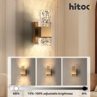 Hitoo Gold Battery Operated Wall Sconces 10000Mah Wireless Battery Powered Wall Lights Fixture Not Hardwired Dimmable Wall Lam