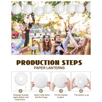 Treela 30 Pack White Chinese Japanese Paper Lanterns Decorative Hanging Ball Lanterns Round Paper Lantern Lamps For Wedding Birt