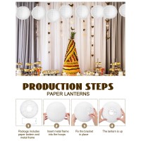 Treela 30 Pack White Chinese Japanese Paper Lanterns Decorative Hanging Ball Lanterns Round Paper Lantern Lamps For Wedding Birt